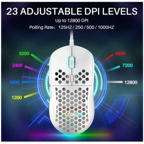 DIERYA M1SE Wired Gaming Mouse with Honeycomb Shell, 12800DPI Optical Sensor - Picture 2 of 6